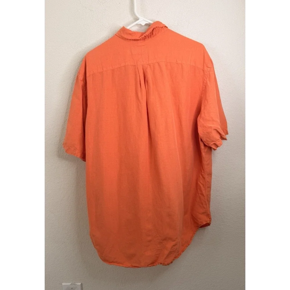 Polo Ralph Lauren Linen Silk‎ Shirt XL Orange Classic Fit Button Down Coastal